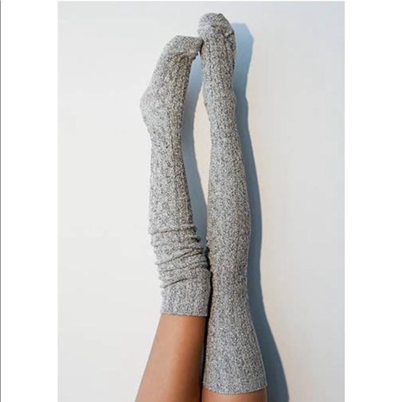 Black colorblock gray Anthropologie Thigh High cable knit - Picture 10 of 11